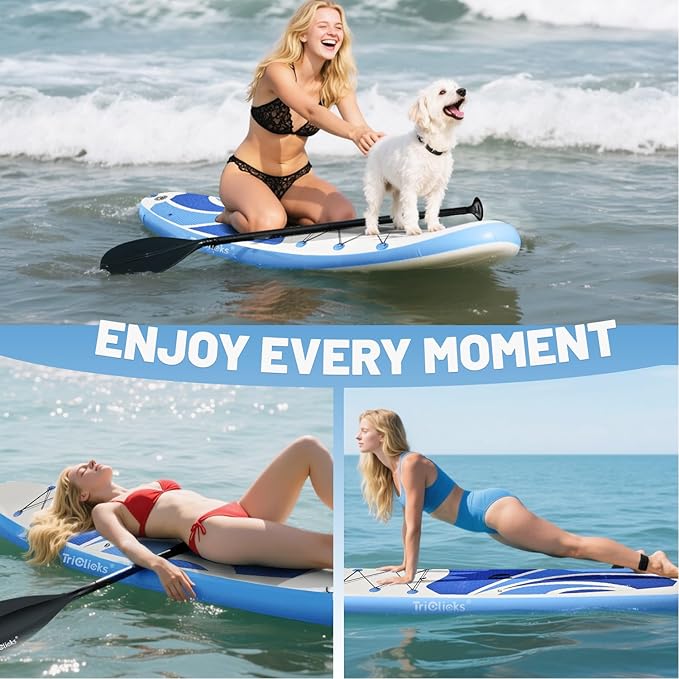 10' Inflatable Stand Up Paddle Board, Ultra-Light Wide Yoga Board for All Skill Levels with Premium SUP Paddleboard Accessories, 84L Waterproof Bag, Non-Slip Comfort Deck for Youth & Adults-StrideForce Fitness