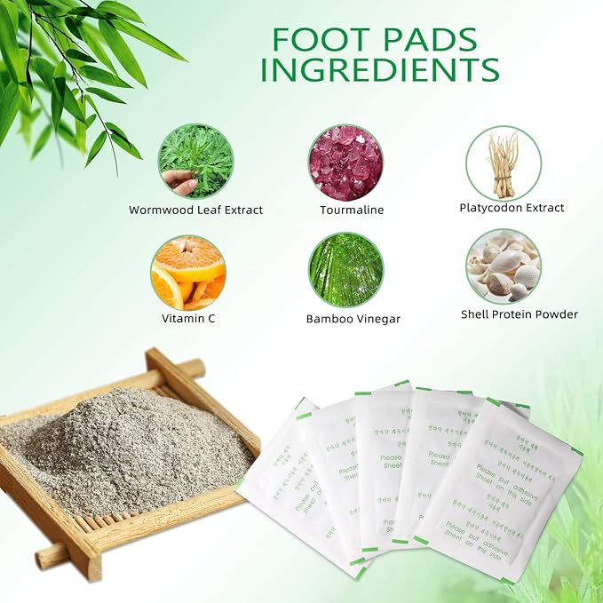 Foot Pads 100 Pieces-Premium Ginger Powder Bamboo Vinegar Feet Pads,Deep Cleansing Foot Patches for Feet Care-StrideForce Fitness