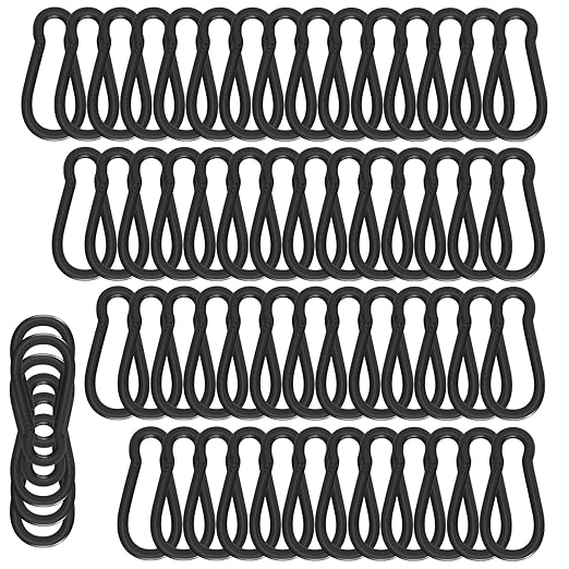 100PCS Black Carabiner Clip, M5 2Inch Spring Snap Hook Quick Link Small Carabiner Clips, 3/16'' Spring Carabiner Link Buckle for Fishing Camping Hammock Dog Leashes-220LBS Holding Capacity-StrideForce Fitness