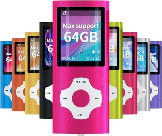 Mymahdi MP3 Player Portable Music Player, 1.8 Inch LCD Screen with Video/Voice Record/FM Radio/E-Book/Photo Viewer, Max Support 64GB Pink-StrideForce Fitness