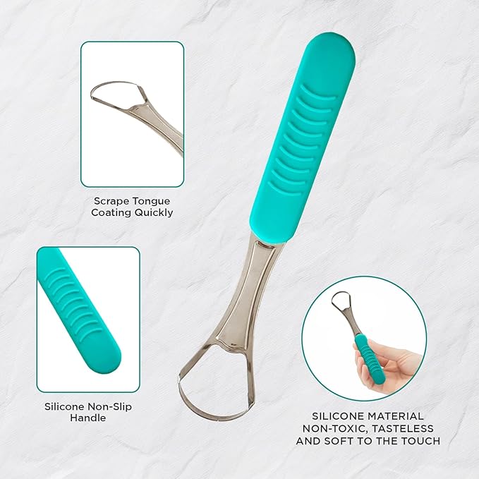 Big Mouth Tongue Scraper – Ultimate Oral Hygiene Tool for Fresh Breath and Improved Taste (Silver)