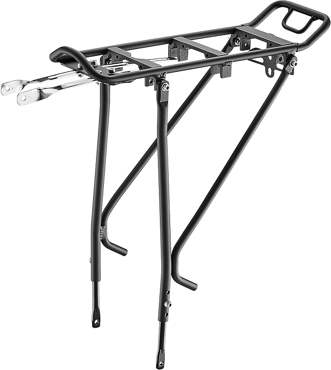 Ibera Bike Rack - Bicycle Touring Carrier Plus+ for Disc Brake/Non-Disc Brake Mount, Fat Tire Bikes, Frame-Mounted for Heavier Top & Side Loads, Height Adjustable for 26"-29" Frames-StrideForce Fitness
