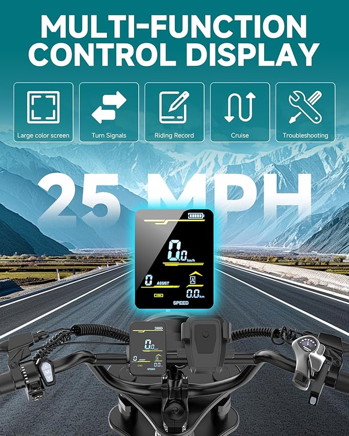 500W/750W Fat Tire Electric Dirt Bike for Adults, 48V 13.5AH/18AH Removable Battery 16"/20" Electric Motorcycle Ebikes with 31MPH Top Speed, 40-70 Miles Range, Full Suspension-StrideForce Fitness