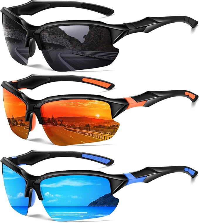 Sports Polarized Sunglasses for Men Cycling Running Fishing UV Protection Sun Glasses Lightweight Half Frame Goggles-StrideForce Fitness