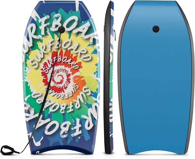 Goplus 41''/37''/33'' Lightweight Body Board for Beach, Surf Board with EPS Core, XPE Deck, HDPE Slick Bottom, Wrist Leash, Bodyboard for Kids Adults Surfing-StrideForce Fitness
