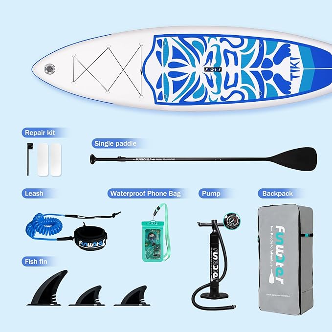 FunWater Inflatable Ultra-Light Stand Up Paddle Board for All Skill Levels with Premium SUP Paddleboard Accessories,Non-Slip Comfort Deck for Youth & Adults-StrideForce Fitness