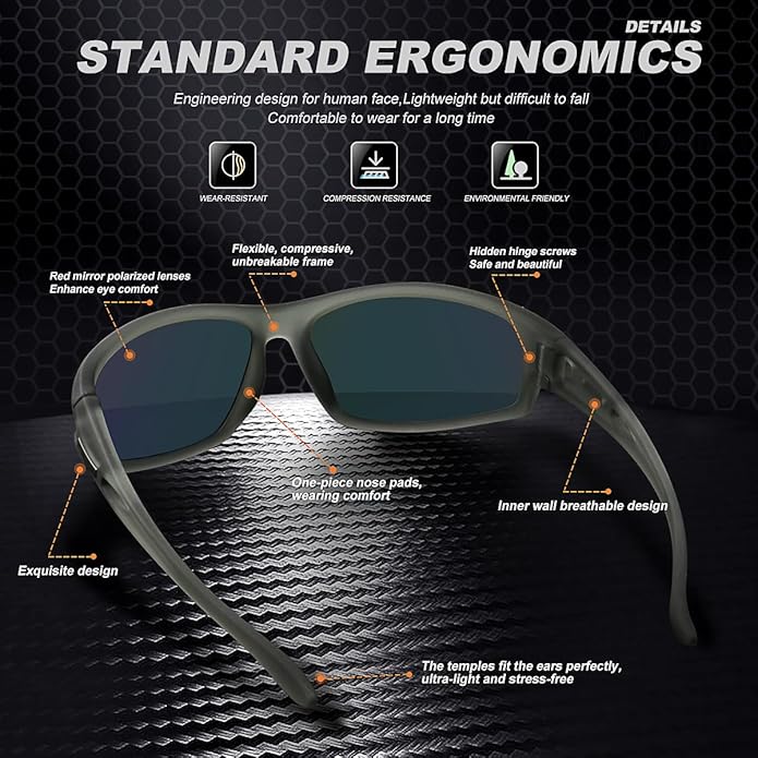 Polarized Sports Sunglasses for Men 100% UV Protection Wrap Around Unbreakable Sun Glasses for Fishing Driving-StrideForce Fitness