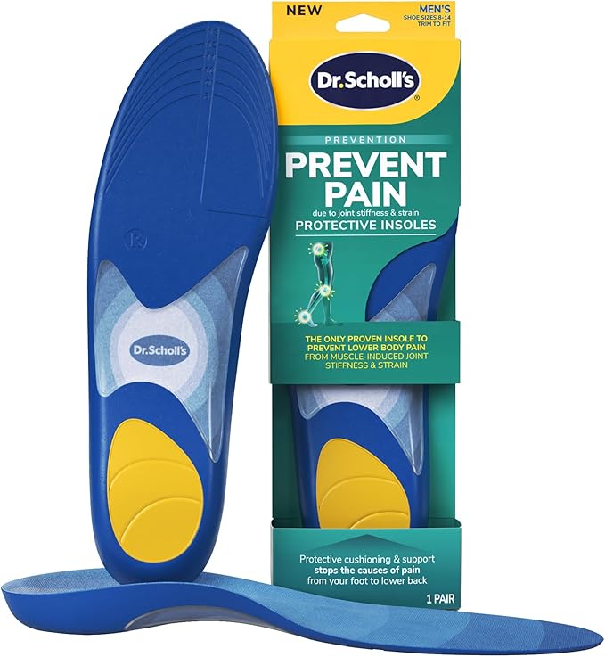 Dr. Scholl's Prevent Pain Protective Insoles, Protect Against Foot, Knee, Lower Back Pain, Promote Foot Health & Wellness, Trim to Fit Insert, Men Shoe Size 8-14, 1 Pair-StrideForce Fitness