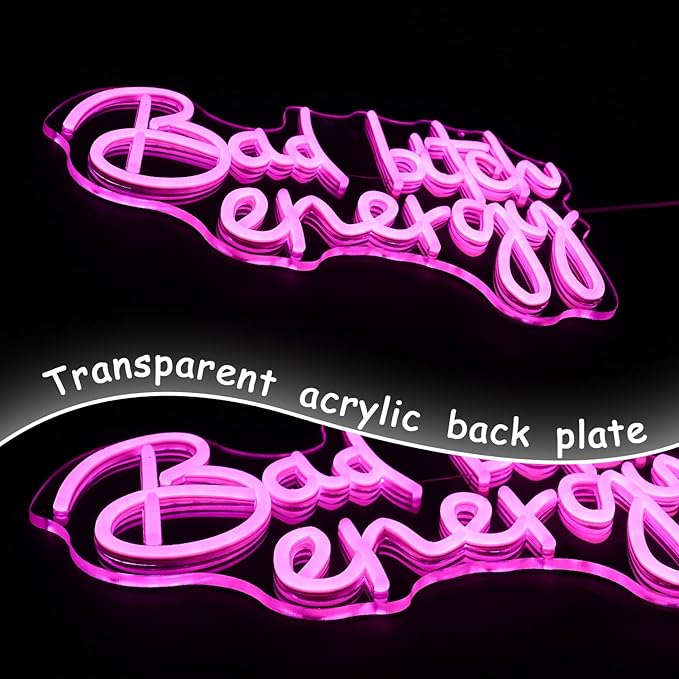 Bad Bitch Energy Neon Sign Pink Neon Light Letter LED Neon Signs for Wall Decor Lady Led Neon Lights for Bedroom Bar Dormitory Store Decortion-StrideForce Fitness