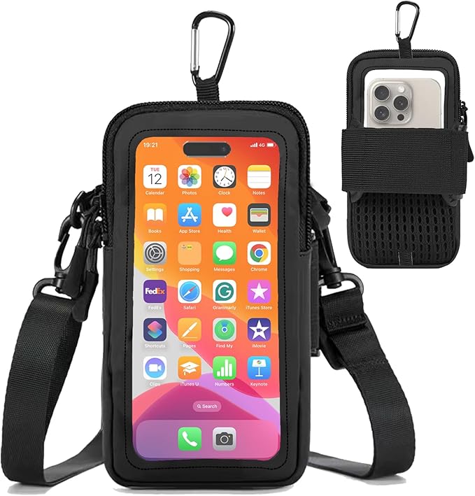 Phone Holder for Running, Walking, and Workout - Adjustable Arm Band Armband for iPhone and Cell Phones - Clear Crossbody Phone Pouch Purse with Strap for Women Men-StrideForce Fitness