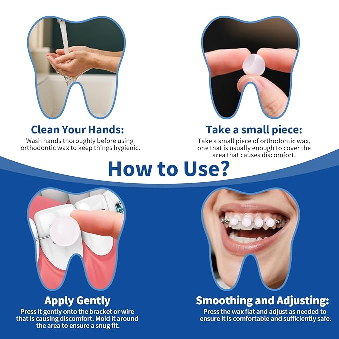 Orthodontic Wax for Braces - 180 Dental Wax Dots | Strawberry Flavor, Hygienic Individual Wraps, Brace Wax for Brackets