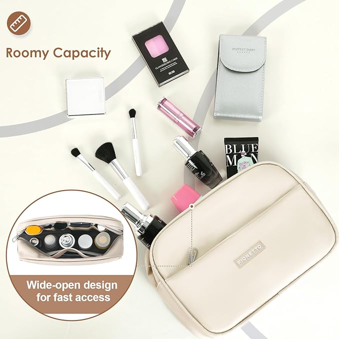 FIORETTO Womens Gym Tote Duffle Bag with Toiletry Bag, Sports Duffel Overnight Hospital Workout Carry on Bag for Girls with Wet Pocket & Shoe Compartment, Ideal for Travel, Swimming, Beige & Brown-StrideForce Fitness