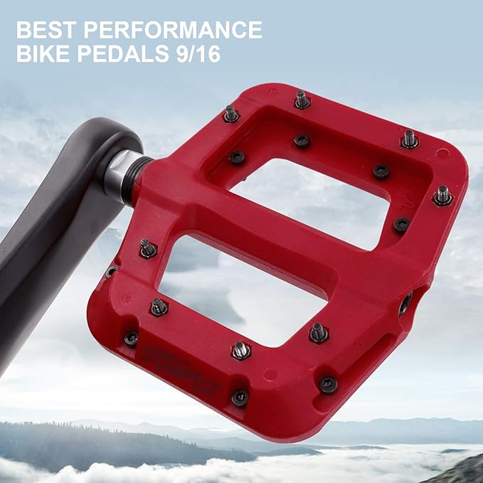 FOOKER MTB Pedals Mountain Bike Pedals 3 Bearing Non-Slip Lightweight Nylon Fiber Bicycle Platform Pedals for BMX MTB 9/16"-StrideForce Fitness