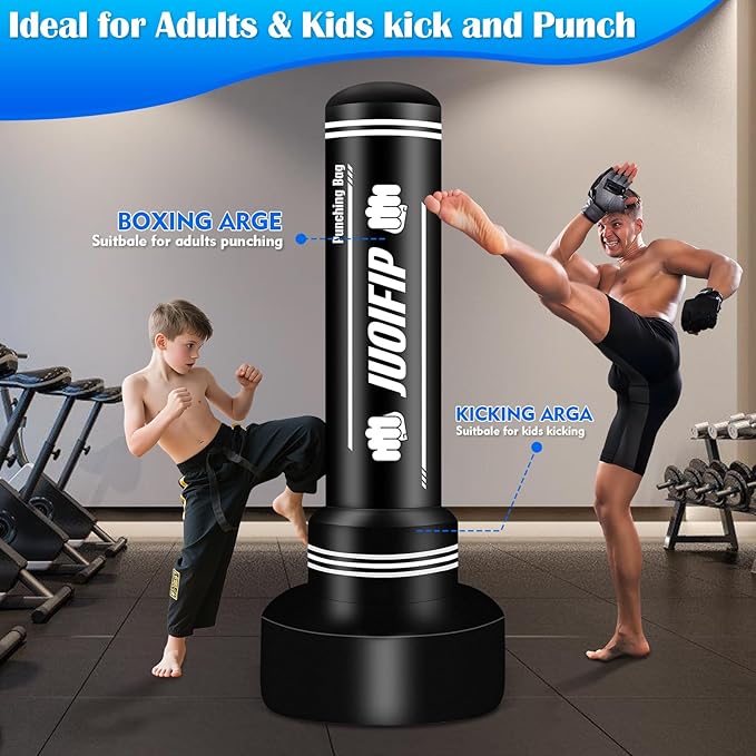 Freestanding Punching Bag with Stand, Men Standing Kickboxing Bag, Heavy Boxing for Adult Teens, Suitable for MMA Dummy Karate Home Gym Training Equipment （Excludes Gloves and Pumps）-StrideForce Fitness