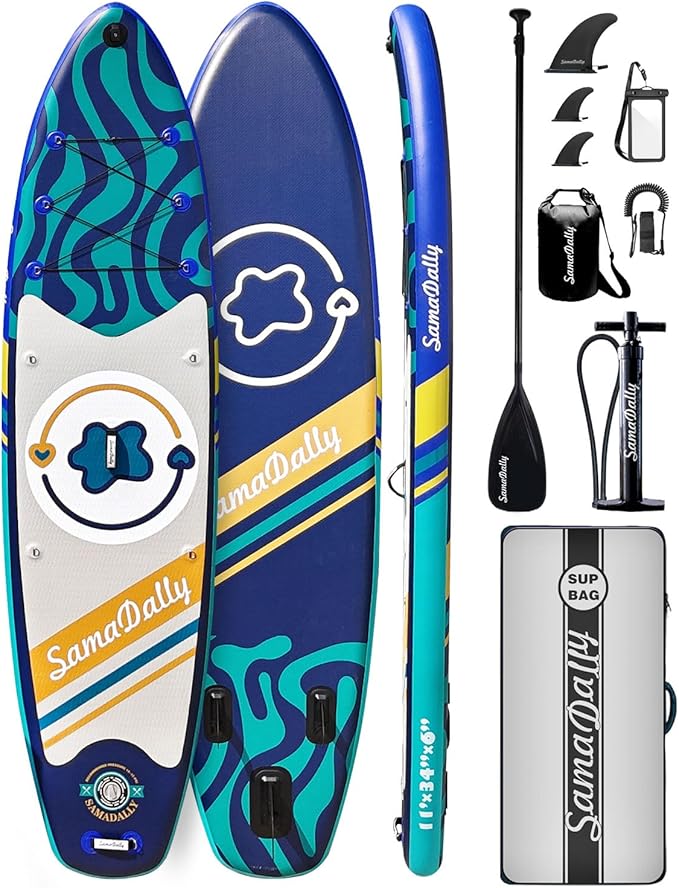 11'Stand Up Paddle Boards Surf Control with Premium SUP Board Accessories Backpack & Removable Fins, 34" Wide Inflatable Paddle Boards of All Skill Levels-StrideForce Fitness
