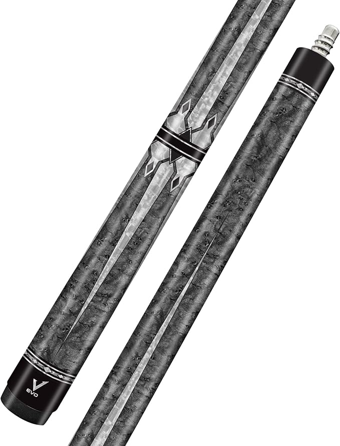 EVO Pegasus Jump Cue Stick, 29” Glassfiber Hybrid pro Taper mini 3/8-8 Joint, Tip Brown Bakelite, 13.9mm, Carbon Composite Cue Butt, 3 Pieces-StrideForce Fitness