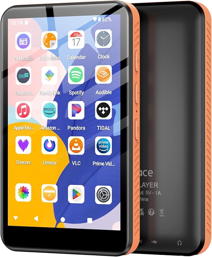 160GB MP3 Player with Bluetooth and WiFi, Android 13 MP3 & MP4 Player with 4" Touchscreen and Speaker, 4GB RAM & 32GB ROM, Spotify Music Player with Audible, FM Radio, Amazon Music, Play Store-StrideForce Fitness