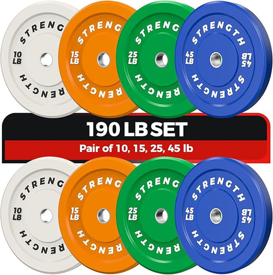 Premium Color-Coded Rubber Bumper Plates Set - 2 Inch Olympic Weight Plates for Home Gym Cross and Strength Training-StrideForce Fitness