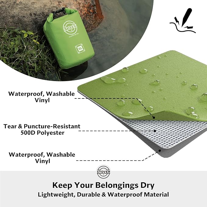 STOVER 5/10/25/30/40/55L Waterproof Backpack- Floating Dry Bag for Kayaking, Travel, Beach, Hiking, & Camping, Men/Women-StrideForce Fitness