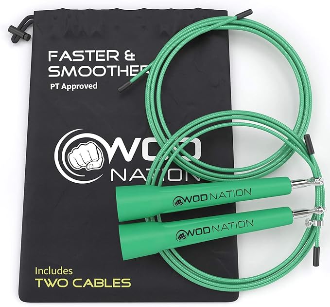 WOD Nation Adjustable Speed Jump Rope For Men, Women & Children - Blazing Fast Fitness Skipping Rope Perfect for Boxing, MMA, Endurance-StrideForce Fitness