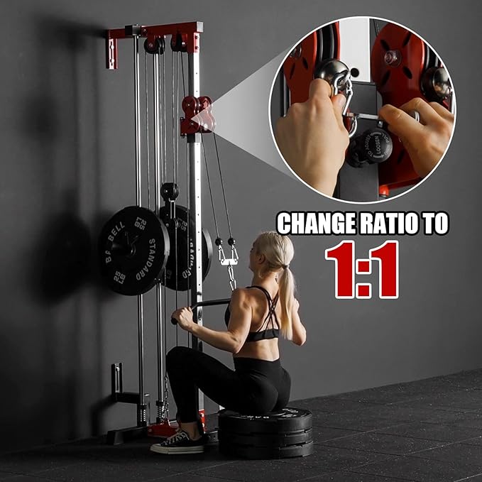 ER KANG Wall Mount Cable Station, Cable Crossover Machine with 18 Positions Dual Pulley System for Home Gym Fitness Equipment-StrideForce Fitness