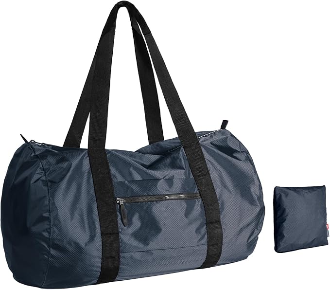 pack all Lightweight Travel Duffel Bag, Water-Resistant Sports Gym Bag, 32L Foldable Weekender Bag for Fitness, Hiking and Camping (Navy Blue)-StrideForce Fitness
