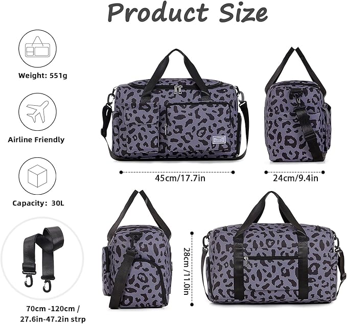 FIORETTO Women's Gym Duffle Bag with Shoes Compartment, 37L Capacity, Ideal for Travel, Gym, Sports, Duffel, Weekender-StrideForce Fitness