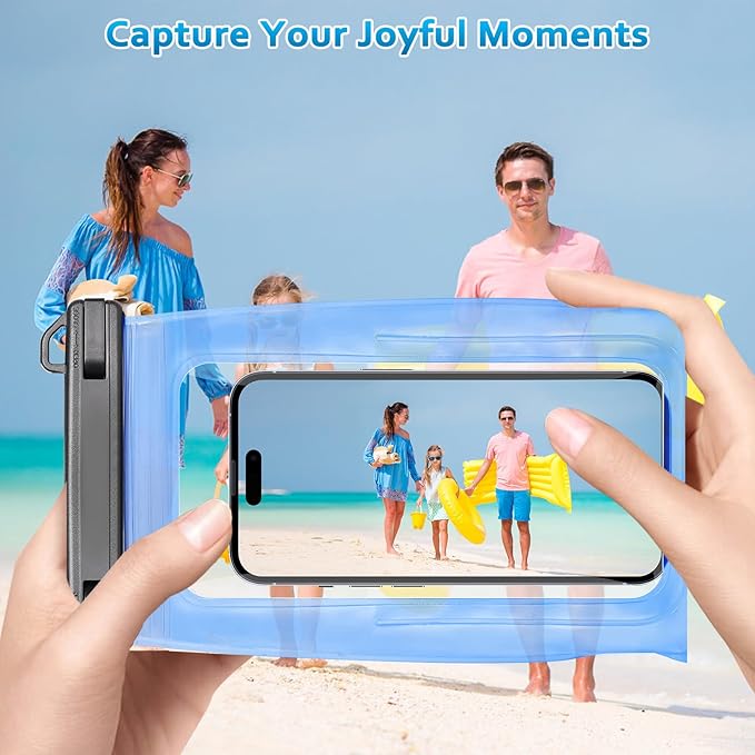 Large Waterproof Phone Pouch, [Expandable Space] Floating Waterproof Bag, IPX8 Dry Bag with Adjustable Lanyard for iPhone Samsung Google Up to 7.0" Blue-StrideForce Fitness