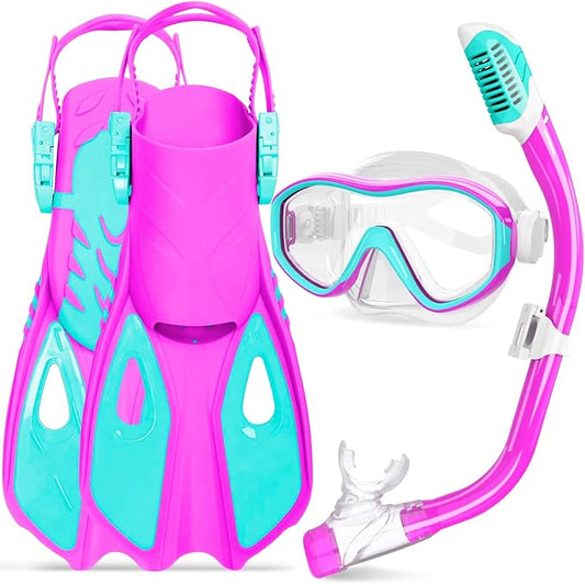 GoseWave Snorkeling Gear for Kids, Kids Snorkel Set for Ages 5-15, Anti-Fog Diving Mask and Dry Top Snorkel Set, Unisex Swimming Goggles with Nose Cover-StrideForce Fitness