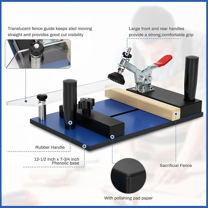 Rail Guide Coping Sled for Router Table,with 3 Packs Roundover Router Bit,Precise Clean Joints, Cabinet Doors, Drawer Fronts, Coping Jig For Router (5” Wide x 1-1/4”)-StrideForce Fitness