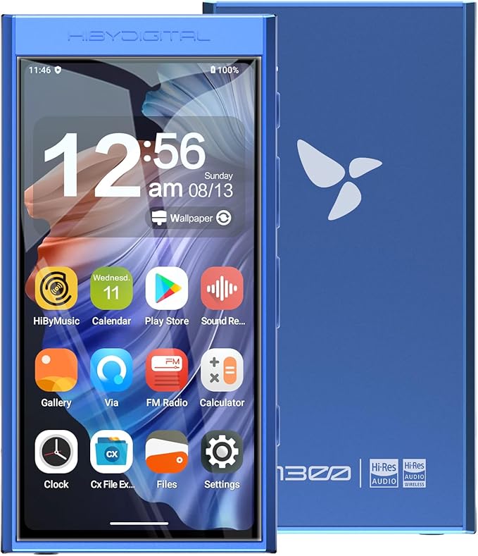 HiBy Digital M300 Music Player with Speaker Android 13 OS SD665 Soc Bluetooth WiFi and FM 1280x640 Resolution IPS Display Supports PCM768k DSD256 32G+2TB Expandable Memory Blue-StrideForce Fitness