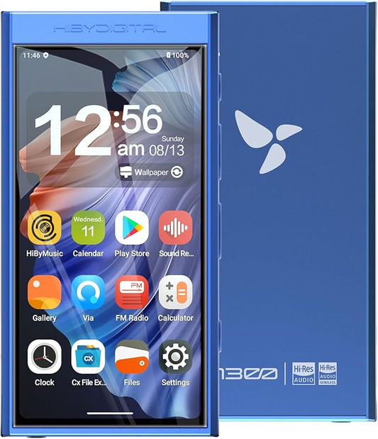 HiBy Digital M300 Music Player with Speaker Android 13 OS SD665 Soc Bluetooth WiFi and FM 1280x640 Resolution IPS Display Supports PCM768k DSD256 32G+2TB Expandable Memory Blue-StrideForce Fitness
