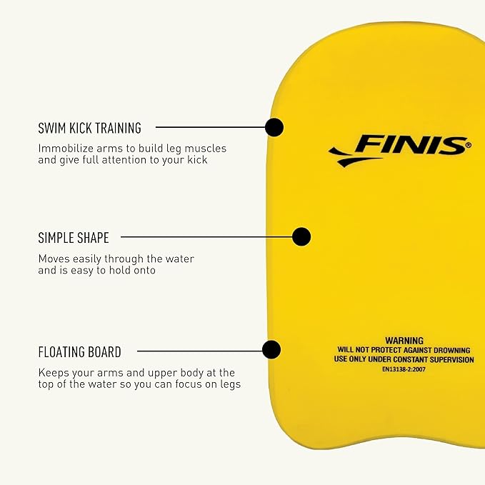 FINIS Foam Kickboard for Swim Training - Builds Leg Strength - Soft EVA Foam - Comfortable Grip - Yellow-StrideForce Fitness