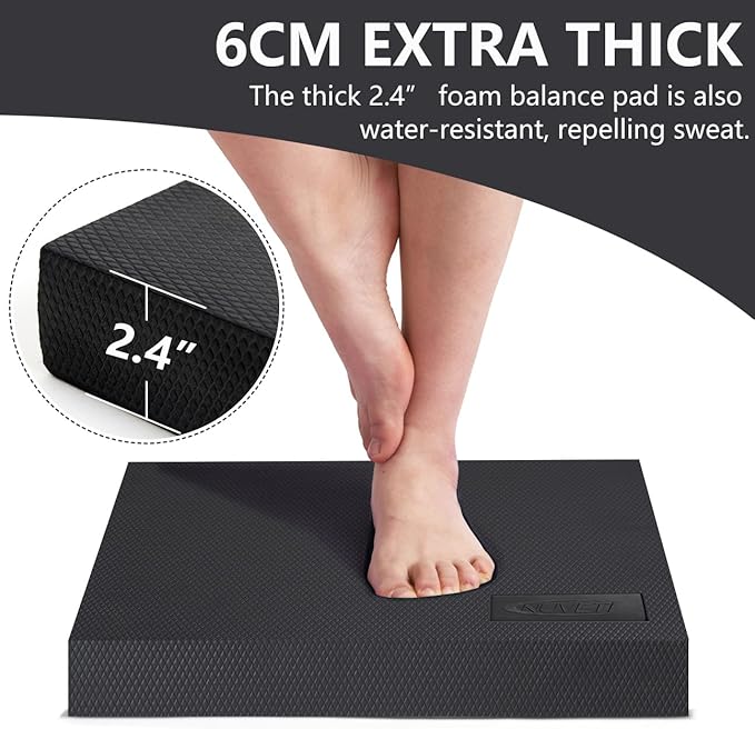 nuveti Large Balance Pad - TPE Non-Slip Mat for Fitness & Balance Exercises,Yoga, Physical Therapy, Knee Cushion Slip Resistant Foam Mat for Yoga & Balance Training, Board Foam for Strength Training, Kneeling Pads for Home Gym Exercise（20''x16''x2.4''）-StrideForce Fitness