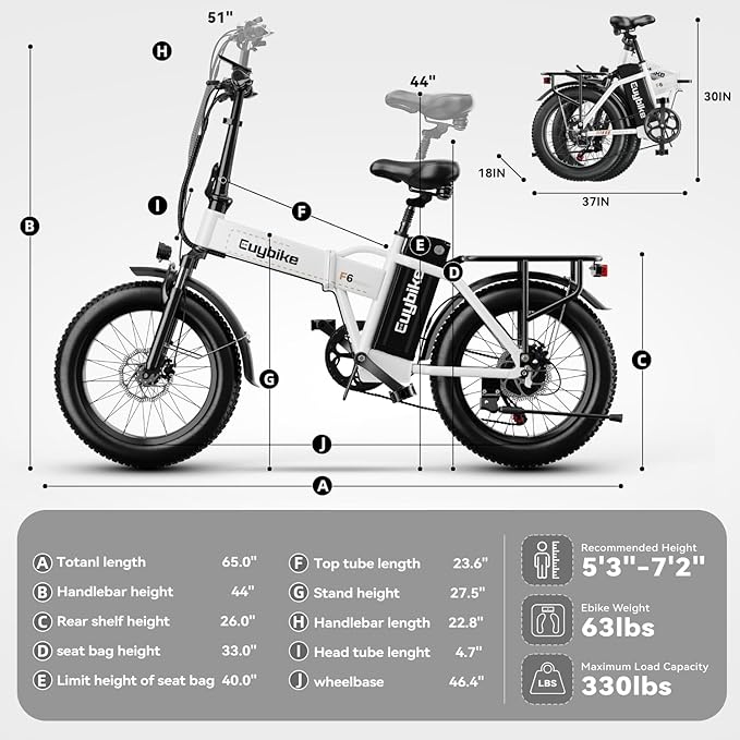 Foldable Electric Bike for Adults, 30+MPH, 48V 20Ah Removable Lithium Battery up to 80Miles, 20" Fat Tire 1000W Peak Motor Dirt Ebike Adult Electric Bicycle for Commute Beach Mountain E Bike-StrideForce Fitness