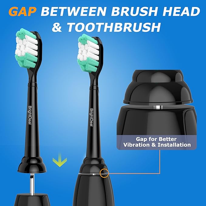 Replacement Toothbrush Heads for Philips Sonicare ProtectiveClean 4100 5100 6100 DailyClean DiamondClean EasyClean PowerUp Plaque Control C2 G2 HX6817/01 HX6857/11 White&Black, 4 Pack