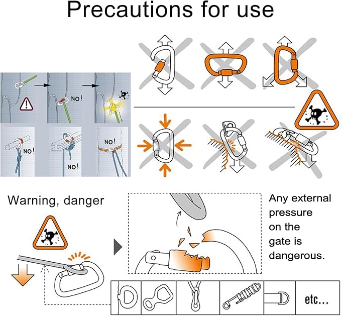 Climbing Carabiner Clips 25kN Auto Locking Carabiner, Professional Heavy Duty Large Locking Carabiner Clips for Rock/Ice Climbing Rappelling Rescue Swing etc, D Shaped, Large Size-StrideForce Fitness