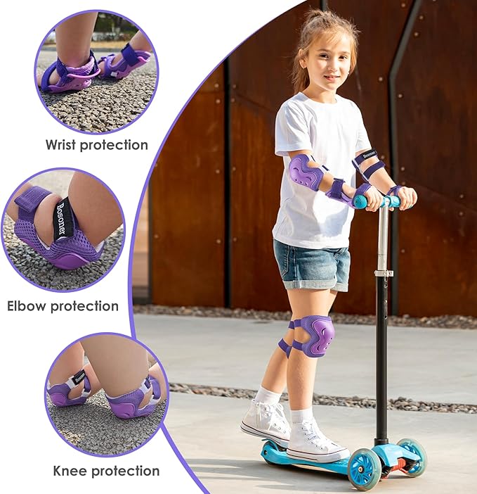 BOSONER Kids/Youth Knee Pad Elbow Pads Guards Protective Gear Set for Roller Skates Cycling BMX Bike Skateboard Inline Skatings Scooter Riding Sports-StrideForce Fitness