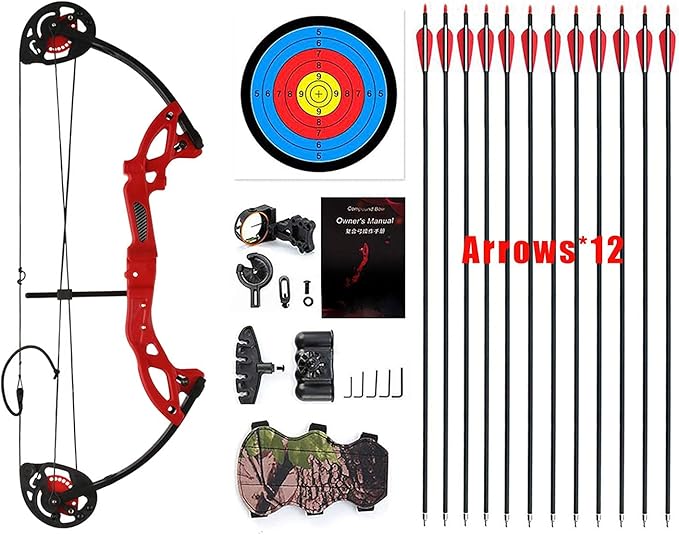 Compound Bow Archery for Youth and Beginner, Right Handed,19”-28” Draw Length,15-29 Lbs Draw Weight, 260 fps-StrideForce Fitness