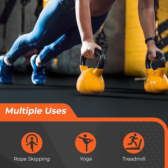 SUPERJARE 0.4'' Thick 24 Pcs 96 Sq Ft Rubber Top Exercise Equipment Mats, High Density EVA Foam Mats with Rubber Top, Interlocking Gym Flooring for Home Gym, Protective Workout Mat, Black-StrideForce Fitness