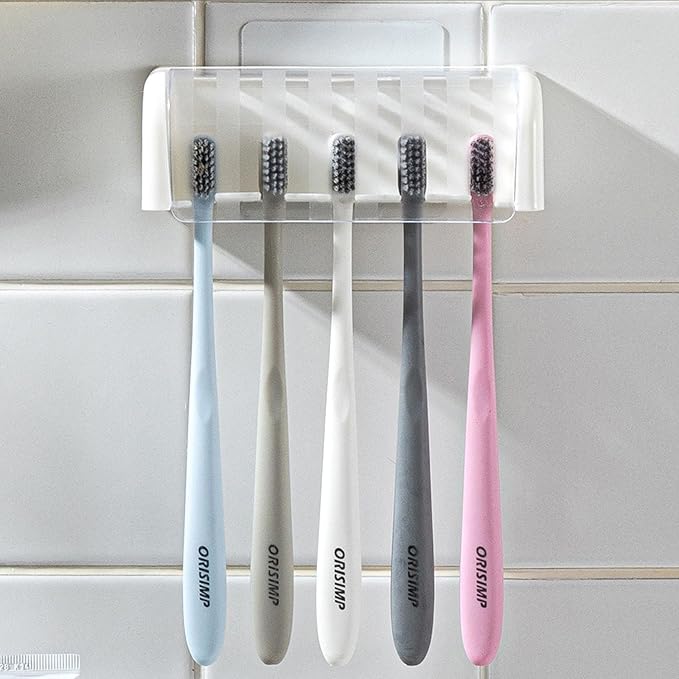 Toothbrush Holders for Bathrooms,Kids Toothbrush Holders with Cover,5 Slots Electric Tooth Brush Holder Wall Mounted Toothbrush Organizer,Shower Restroom Bathroom Accessories (White)