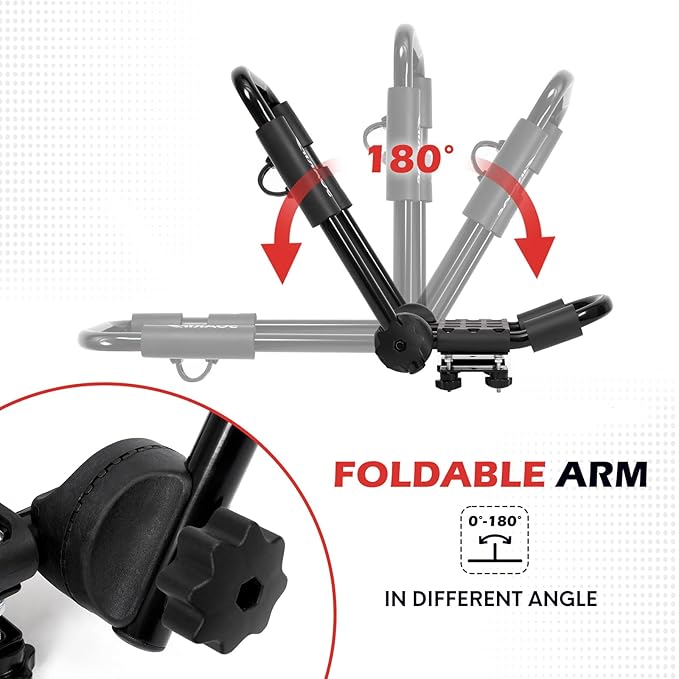 Folding Kayak Roof Rack Premium J-Bar for Canoe Carrier SUP Paddle Surfboard Mount on Car SUV and Truck Crossbar (1 Pair)-StrideForce Fitness
