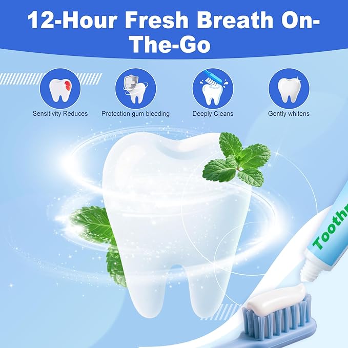 0.28oz Small Toothpaste Travel Size Bulk,Mini Toothpaste Travel,Mint Scent TSA Compliant for Hotel Camping Gym Office School Homeless 60