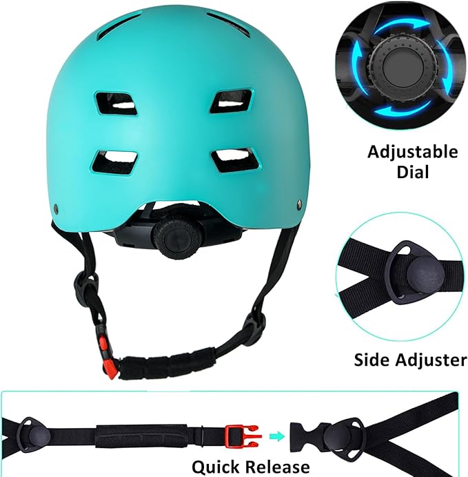 Bike Helmet 3 Sizes for Teenager Kids Youth Adults,Bavilk Skateboard Helmet Adjustable Multi-Sport Bicycle Cycling Scooter Roller Skate Inline Skating Rollerblading for Girls Boys Women Men Teen-StrideForce Fitness