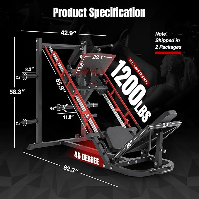 Dripex Leg Press Machine, Leg Press Machines for Home Gym, Professional Leg Press Hack Squat Machine Combo with 4 Weight Plate Storage Holders for Full Lower Body Workout-StrideForce Fitness