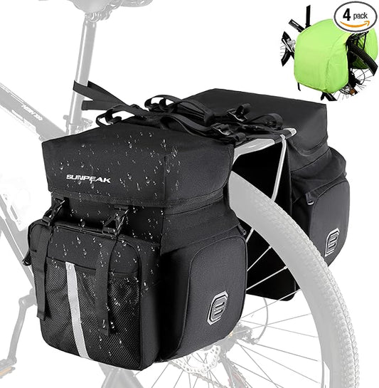 Bike Bag Accessories Panniers for Bicycle Rear Rack Bag 45L Waterproof Mountain Electric Bike Saddle Bag for Cycling Traveling Commuting Black-StrideForce Fitness