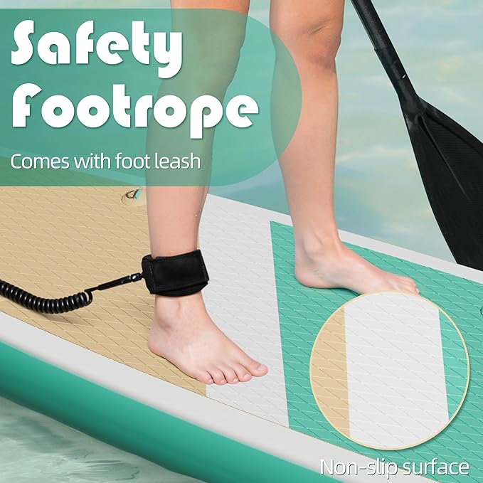 Inflatable Stand Up Paddle Board with SUP Accessories & Backpack. Paddle Boards for Adults. Non-Slip Deck, Wide Stance, Bottom Fin, Double Action Pump.-StrideForce Fitness