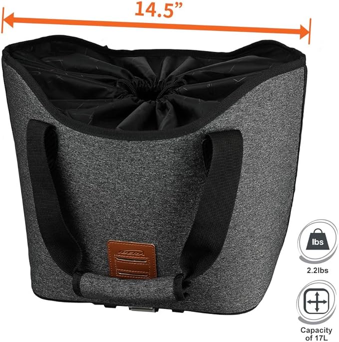 Ibera Bike Bag MIK Shopping Bag 17L - Clip-On bike Bags For Bicycles for Groceries up to 22 lbs (10 kg) - Reusable, Reinforced & Weather-Resistant - Durable Bike Rack bag ONLY FOR MIK RACKS-StrideForce Fitness