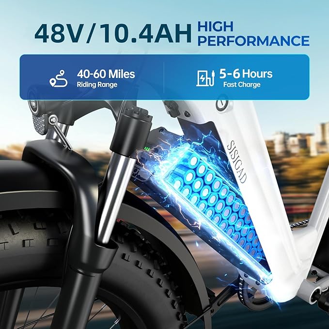 SISIGAD Electric Bike for Adults, 1500w | 50Miles | 32Mph Electric Mountain Bike - 48V 15Ah Removable Built-in Battery, 26" Fat Tire Dirt Ebike - 7Speed Shock Absorber E-MTB UL2849 Tested for Commute-StrideForce Fitness