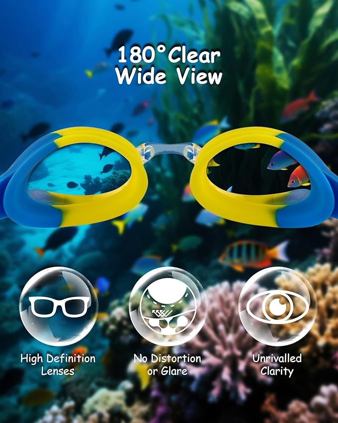 Kids Swim Goggles, Anti-fog and UV Protection with Swim Cap for Age 3-15 Youth Boys Girls Toddler-StrideForce Fitness